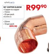 Splashworks 90 Degree Copper Elbow 15mm(BG5090A/25)-Each