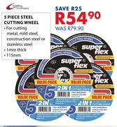 Grinding Techniques 5 Piece Steel Cutting Wheel 115mm-Each