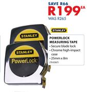 Stanley Power Lock Measuring Tape 25mmX8m(70-0367)-Each