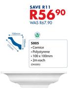 2S005 2m Cornice Polystyrene (100 x 100mm)-Each