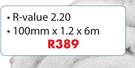 Chamber Value Insulation-100mm x 1.2 x 6m