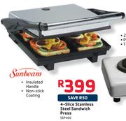 Sunbeam 4-Slice Stainless Steel Sandwich Press SSP400