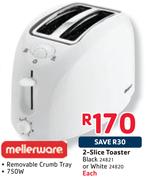 Mellerware 750W 2-Slice Toaster Black 24821 Or White 24820-Each