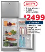 Defy 192 Gross Litre Fridge Top Freezer Metallic DAD270/DAD277