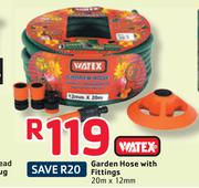Watex Garden Hose With Fittings-20mx12mm