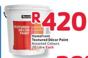 Homefront Textured Decor Paint Assorted Colours-20 Litre