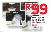 PnP LED, BC Or ES Globe 4W Assorted-Each