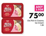 Ola Rich & Creamy Ice Cream-For Any 2 x 1.8Ltr