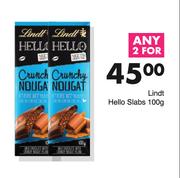 Lindt Hello Slabs-For Any 2 x 100g