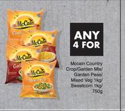 McCain Country Crop/Garden Mix/Garden Peas/Mixed Veg 1Kg/Sweetcorn 1Kg/750g-For Any 4