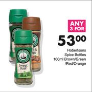Robertsons Spice Bottles Brown / Green / Red / Orange-For Any 3 x 100ml