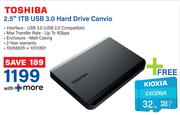 Toshiba 2.5" 1TB USB 3.0 Hard Drive Canvio