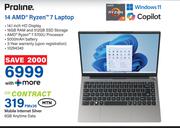 Proline 14 AMD Ryzen 7 Laptop-On Mobile Internet Silver