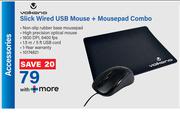 Volkano Slick Wired USB Mouse + Mousepad Combo