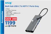 Snug Multi Hub USB-C To HDTV 7 Ports Grey