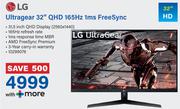 LG Ultra Gear 32" QHD 165Hz 1ms Free Sync