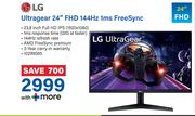 LG Ultra Gear 24" FHD 144Hz 1ms Free Sync