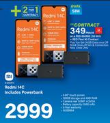 2 x Mi Xiaomi Redmi 14C Smartphone-On Red 650MB + Red Flexi 80