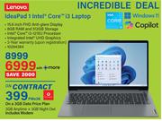 Lenovo Ideapad 1 Intel Core i3 Laptop