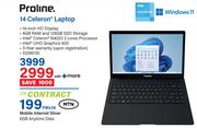 Proline 14 Celeron Laptop-On Mobile Internet Silver