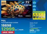 TCL 75" QLED Google TV 75C655-On Mobile Internet Gold