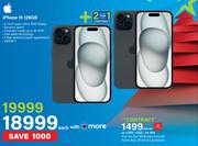 2 x Apple iPhone 15 128GB-On A Red 1.3GB