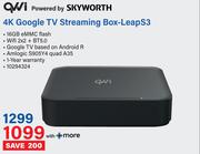 QWI Powered By Skyworth 4K Google TV Streaming Box Leap S3