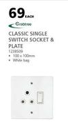 Crabtree Classic Single Switch Socket & Plate-Each