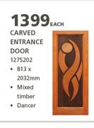 Swartland Carved Entrance Door-813 x 2032mm Each