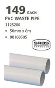 PVC Waste Pipe 50mm x 6m-Each