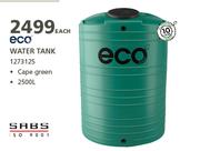 Eco 2500L Cape Green Water Tank-Each