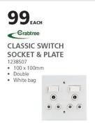 Crabtree Classic Switch Socket & Plate-100 x 100mm Each