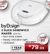 byD:sign 2 Slice Sandwich Maker (BSM750)