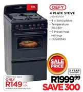 Defy 4 Plate Stove-57Ltr (DSS44D/509)