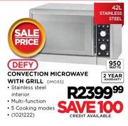 Defy Stainless Steel 42Ltr Convection Microwave With Grill (DMO332) - 950W