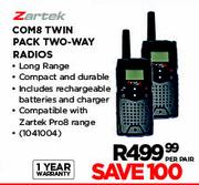 Zartek Com8 Twin Pack Two-Way Radios-Per Pair