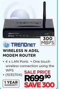 Trendnet Wireless N ADSL Modem Router