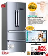 Hisense 510L (Gross Capacity) French Door Fridge/Freezer (H510FS)