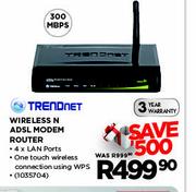 Trendnet Wireless N ADSL Modem Router-Each
