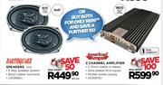 Earthquake Speakers(T693)-Per Pair Plus American Amps 2 Channel Amplifier 