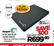 Seagate 500GB 2.5" Slim Back-Up Hard Drive-Each