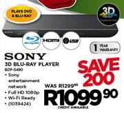 Sony 3D BLU-RAY Player(BDP-S490)- Each