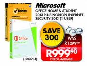 Microsoft Office Home & Student 2013 Plus Norton Internet Security 2013(1 User)
