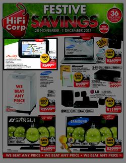 HiFi Corp : Festive Savings (28 Nov - 1 Dec 2013), page 1