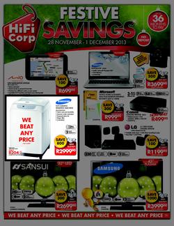 HiFi Corp : Festive Savings (28 Nov - 1 Dec 2013), page 1