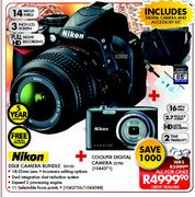 Nikon DSLR Camera Bundle D3100+Coolpix Digital Camera S2700