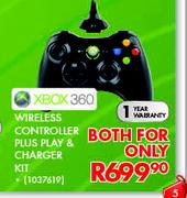 Xbox 360 Wireless Controller Plus Play & Charger Kit