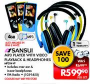 Sansui MP3 Player With Video Playback & Headphones MP204-VP