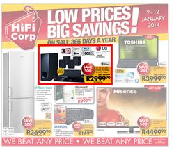 HiFi Corp : Low Prices, Big Savings (9 Jan - 12 Jan 2014), page 1