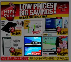 HiFi Corp : Low Prices, Big Savings (16 Jan - 19 Jan 2014), page 1